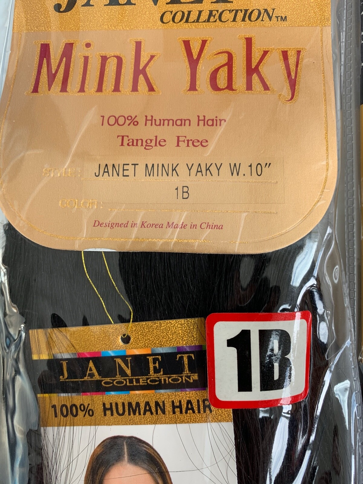 Janet Mink Yaky 100% Human Hair Weave. Color 1, 1B, 2, 4. Length 10″ , 12″