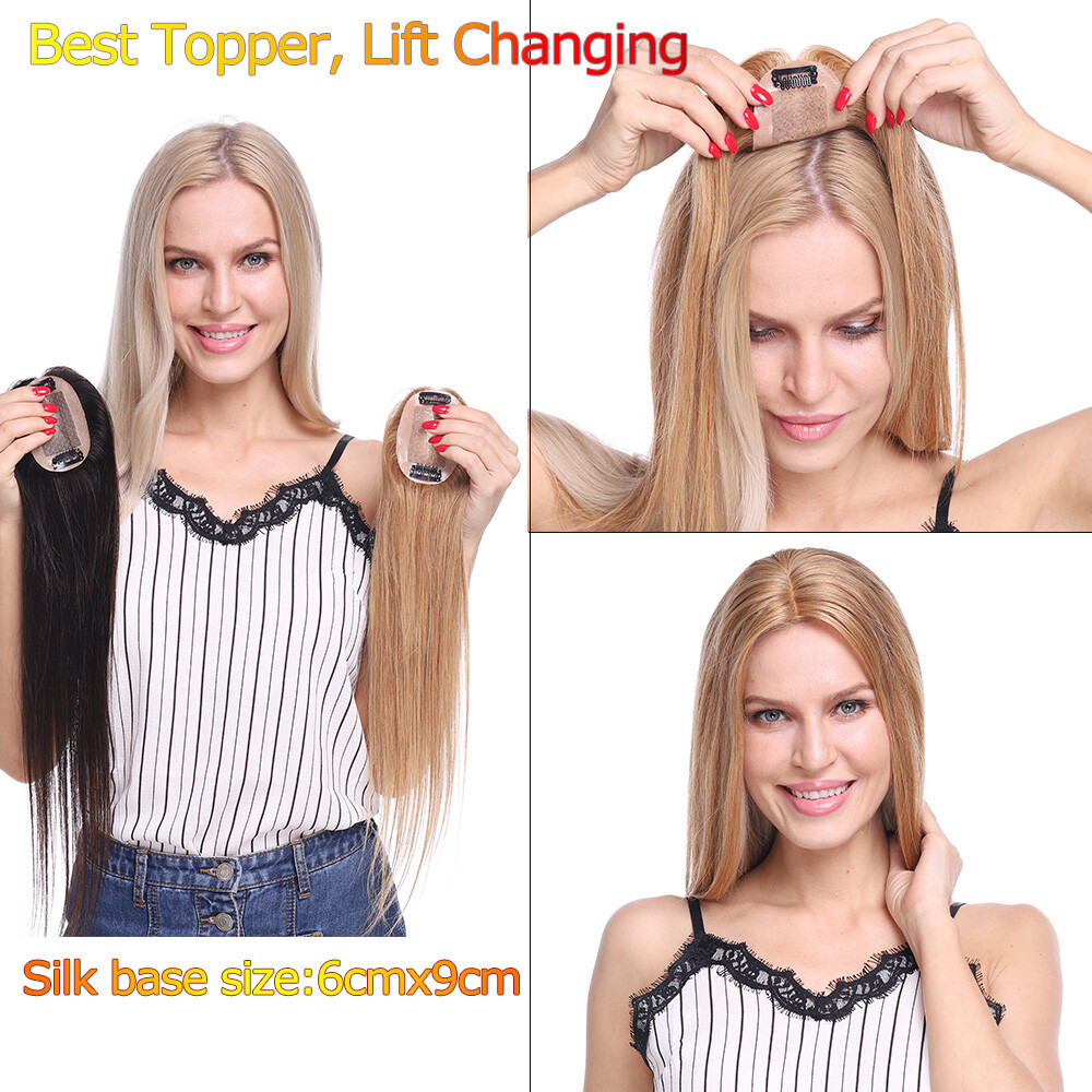 CLEARANCE Clip In Remy Human Hair Topper With Bangs For Women Top Piece Toupee