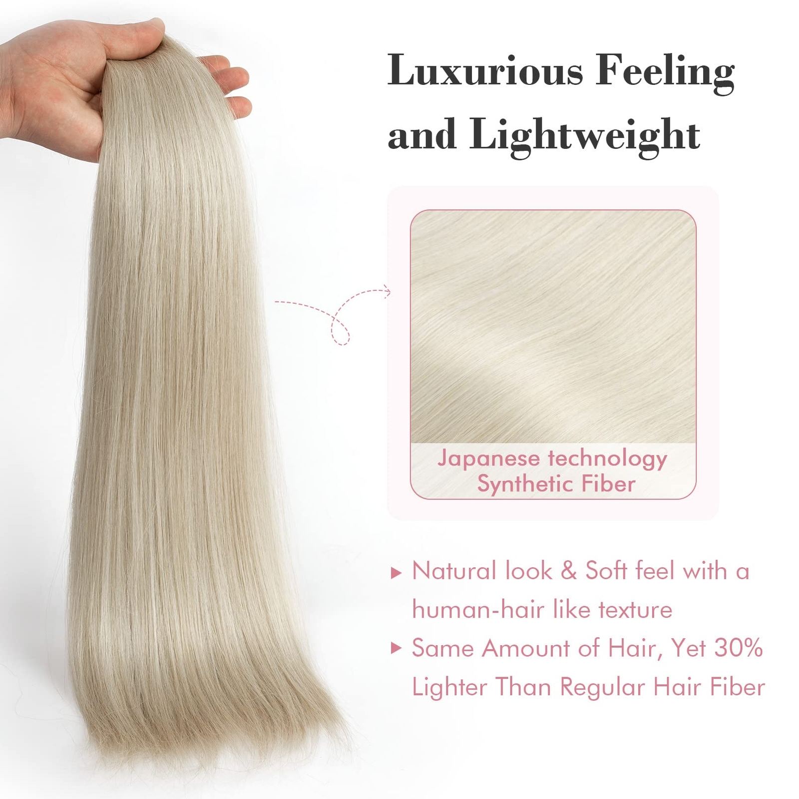 Clip in Hair Extensions Hair Extensions Thick Long Lace Weft Lightweight Synt…
