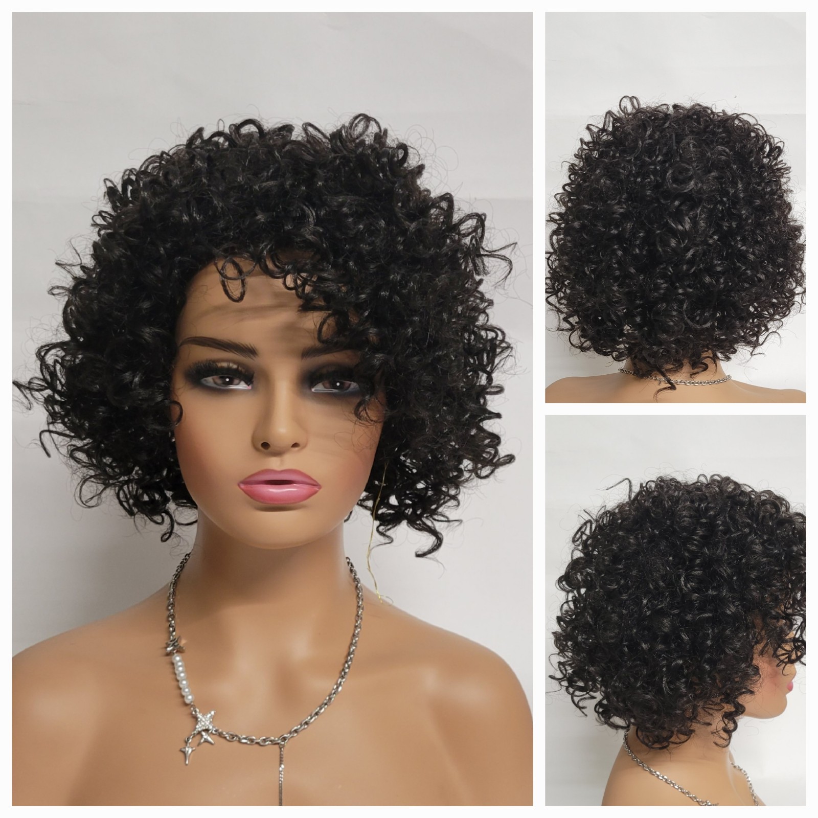 💕SEXY SHORT SPIRAL CURL WIG BLACK FOR BLACK WOMEN DAILY FASHION BOBBI BOSS