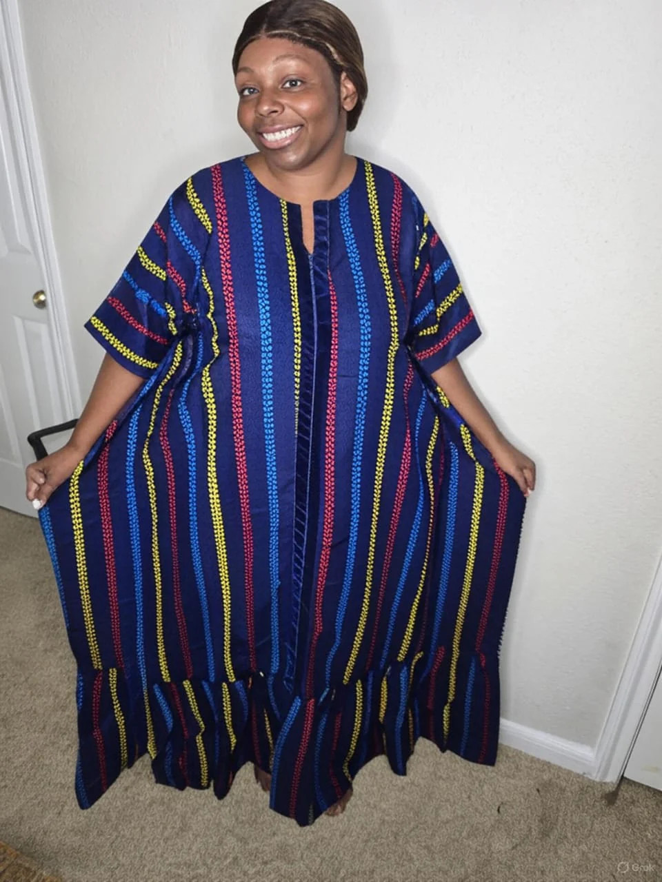 Bubu Anakara African Prints Striped Multi-Color for Classic Ladies Dress