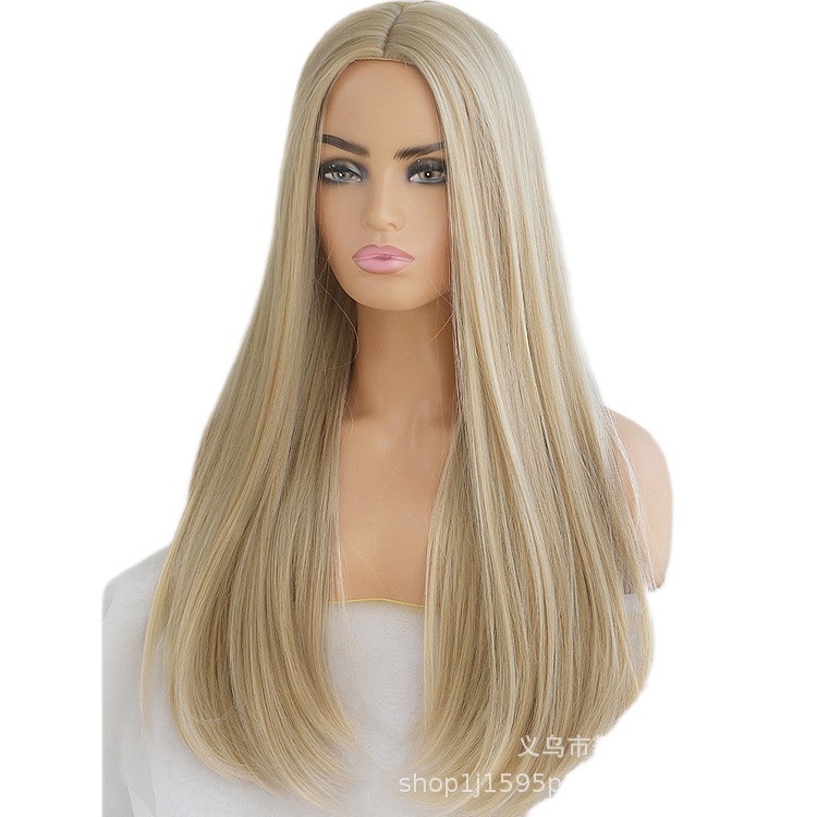 Cosplay Party Wig Long Straight Halloween Blonde Heat Resistant Synthetic Hair