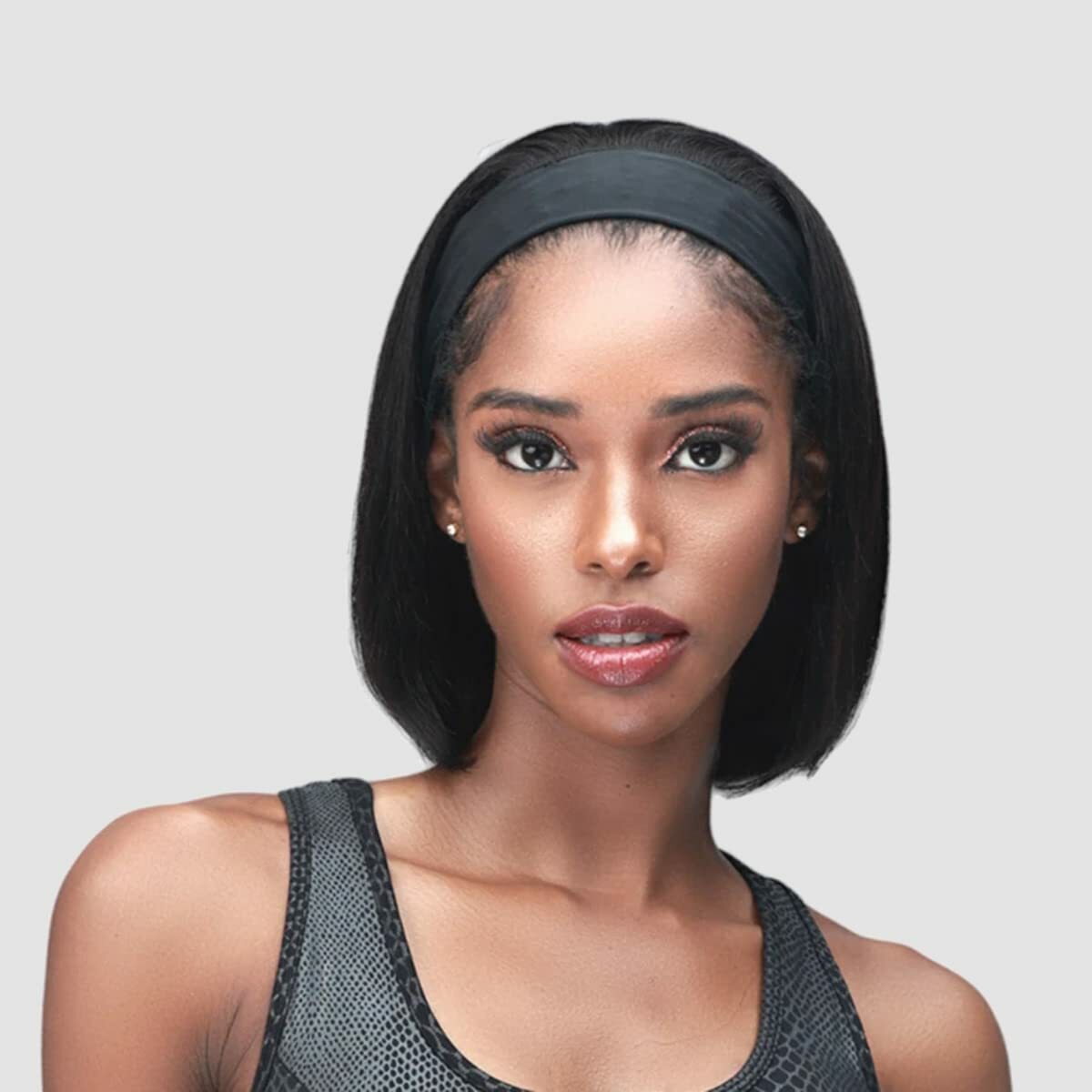Women Natural Short Straight Bob Headband Wigs Synthetic Heat Safe Stylish Wigs