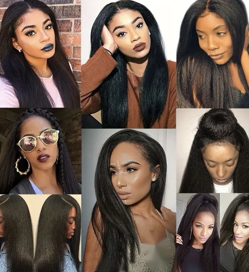 7 pcs Yaki Straight Hair Clip-In Extensions, High Temperature Fiber 18inch