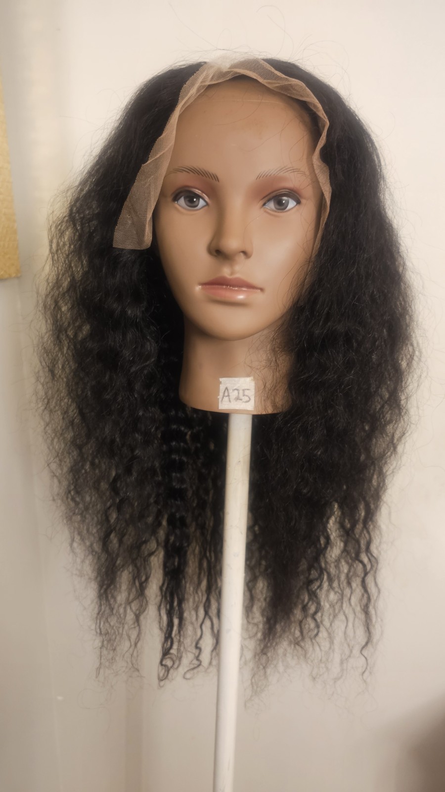 High Quality regular Top Black 24 to 26″ curly 100% Virgin Human Hair Lace Wig
