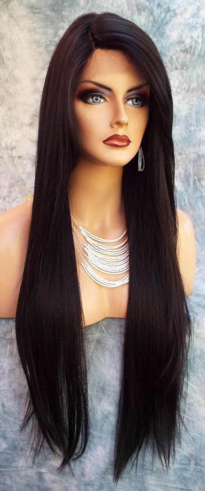 LACE FRONT C PART STRAIGHT WITH SIDE BANG WIG CLR 1B GORGEOUS SEXY 480