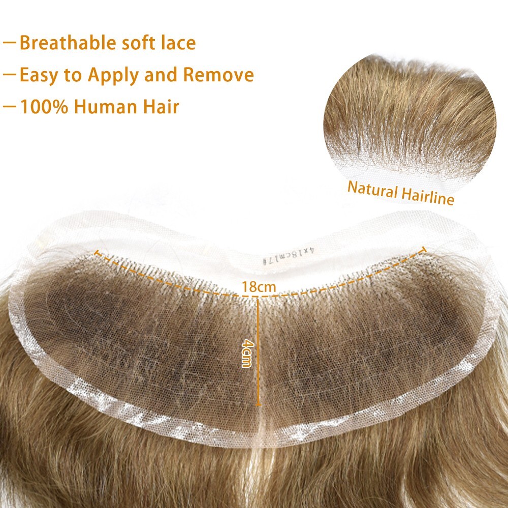 Mens Frontal Hairpiece Full French Lace Forehead Hairline for Receding Hairline