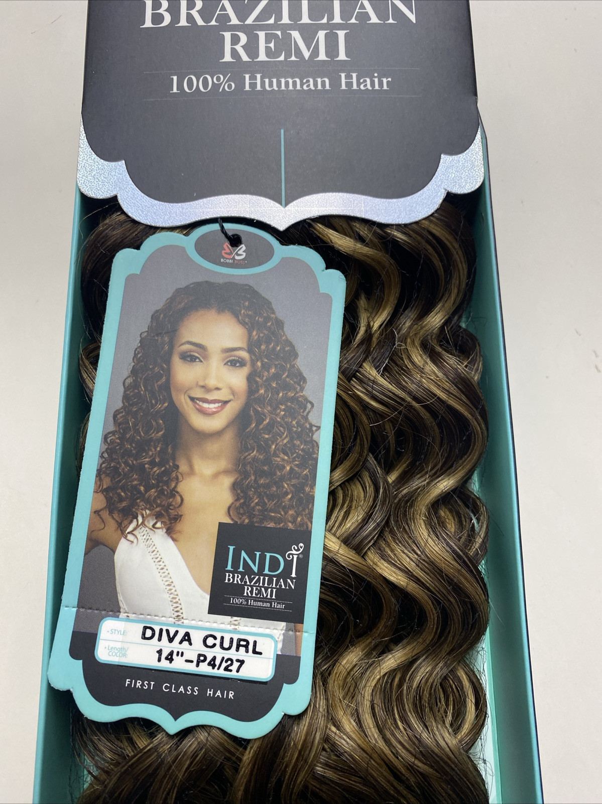 INDI BRAZILIAN Remi Hair Weave_DIVA CURL_14”_#P4/27