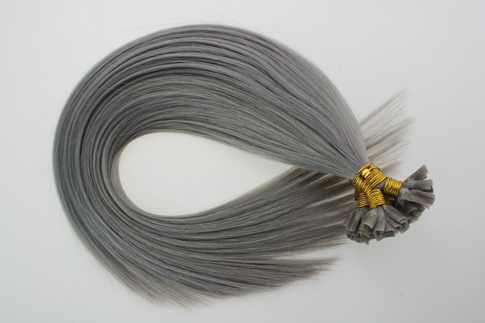 Keratin Glue Fusion Bonded U Tip Real Human Hair Extensions Silver Gray16inch50s