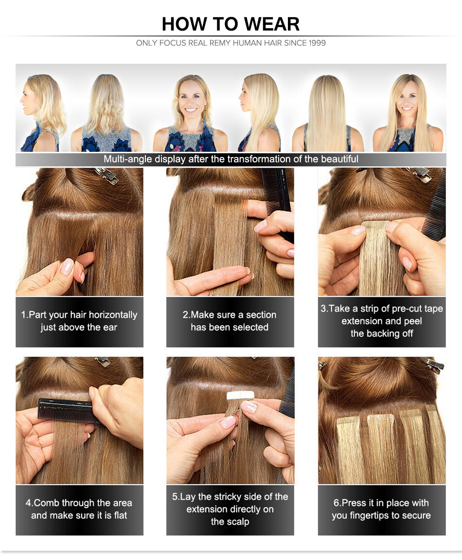 Invisible Tape in Hair Extensions 100%Real Human Hair Skin Weft Premium RemyHair