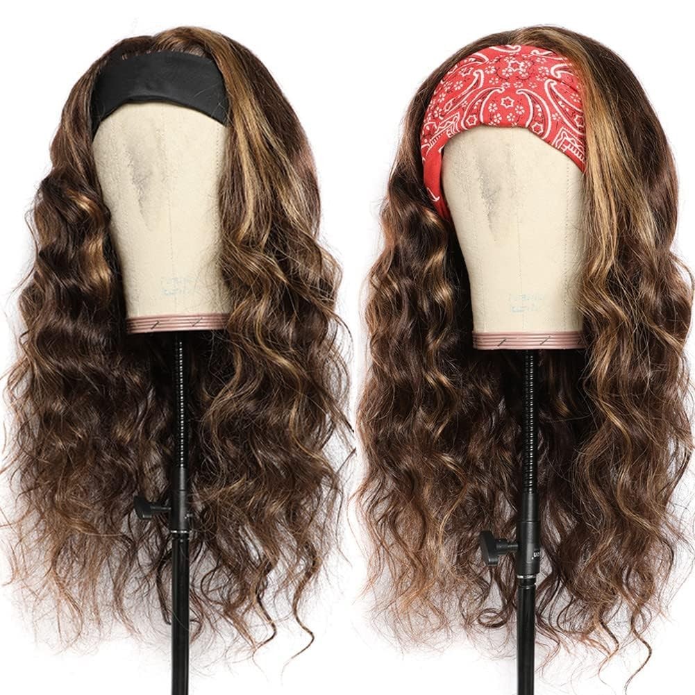 Ombre Headband Wig Human Hair #4/27 Highlight Body Wave Headband Wig 16 Inch