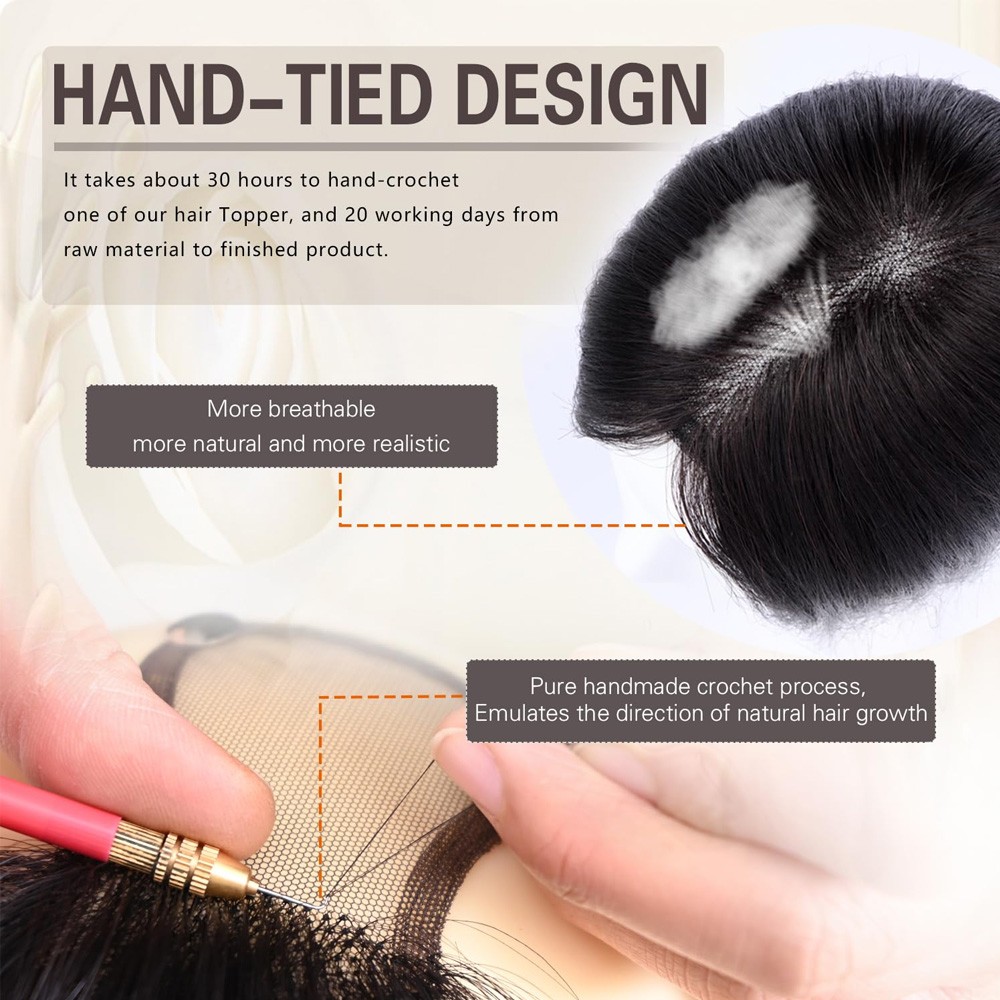 CLEARANCE 100% Remy Human Hair Topper Hairpiece Clip In Silk Lace Base Toupee US