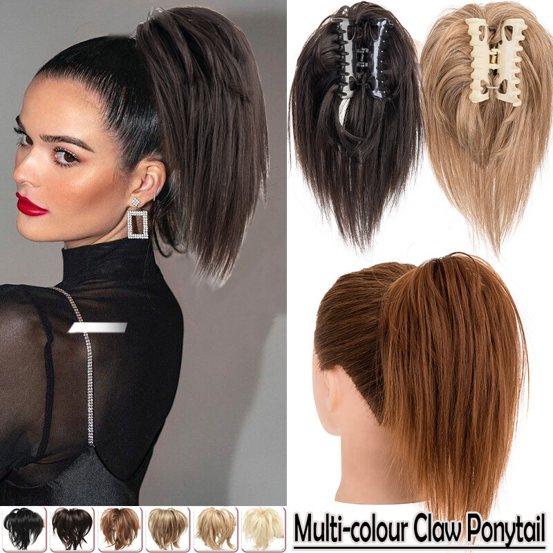 THICK Claw Clip Ponytail Messy Bun Hair Piece Updo Fluffy Extensions as Human US