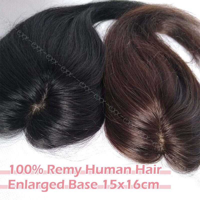 15*16cm Premium Topper Toupee Hairpiece Real Remy Human Hair Silk Base Top Piece