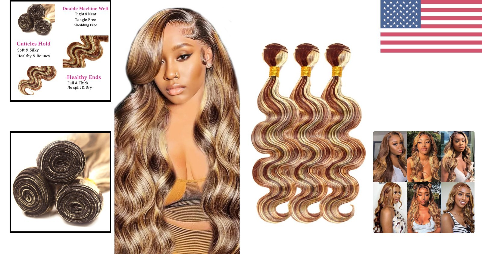 Breathtaking P30/613 Blonde Body Wave Extensions – 3 Bundles, 100% Virgin Hair