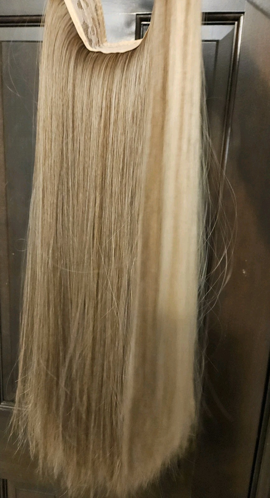 NEW LONG MIXED BLONDE INVISIBLE WIRE HAIR EXTENSION