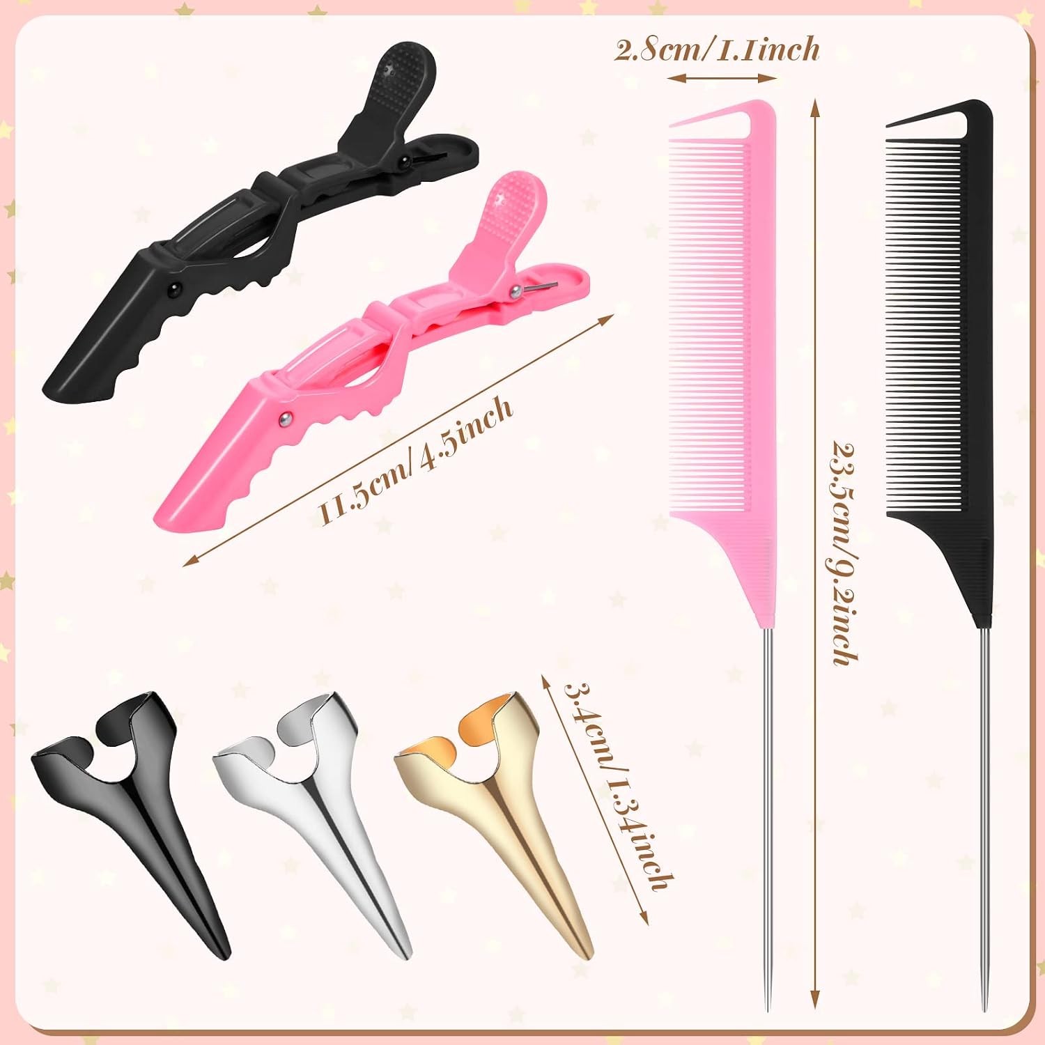 27 Pieces Hair Braiding Tools Hair Parting Ring Comb Clips for Stitch Braiding