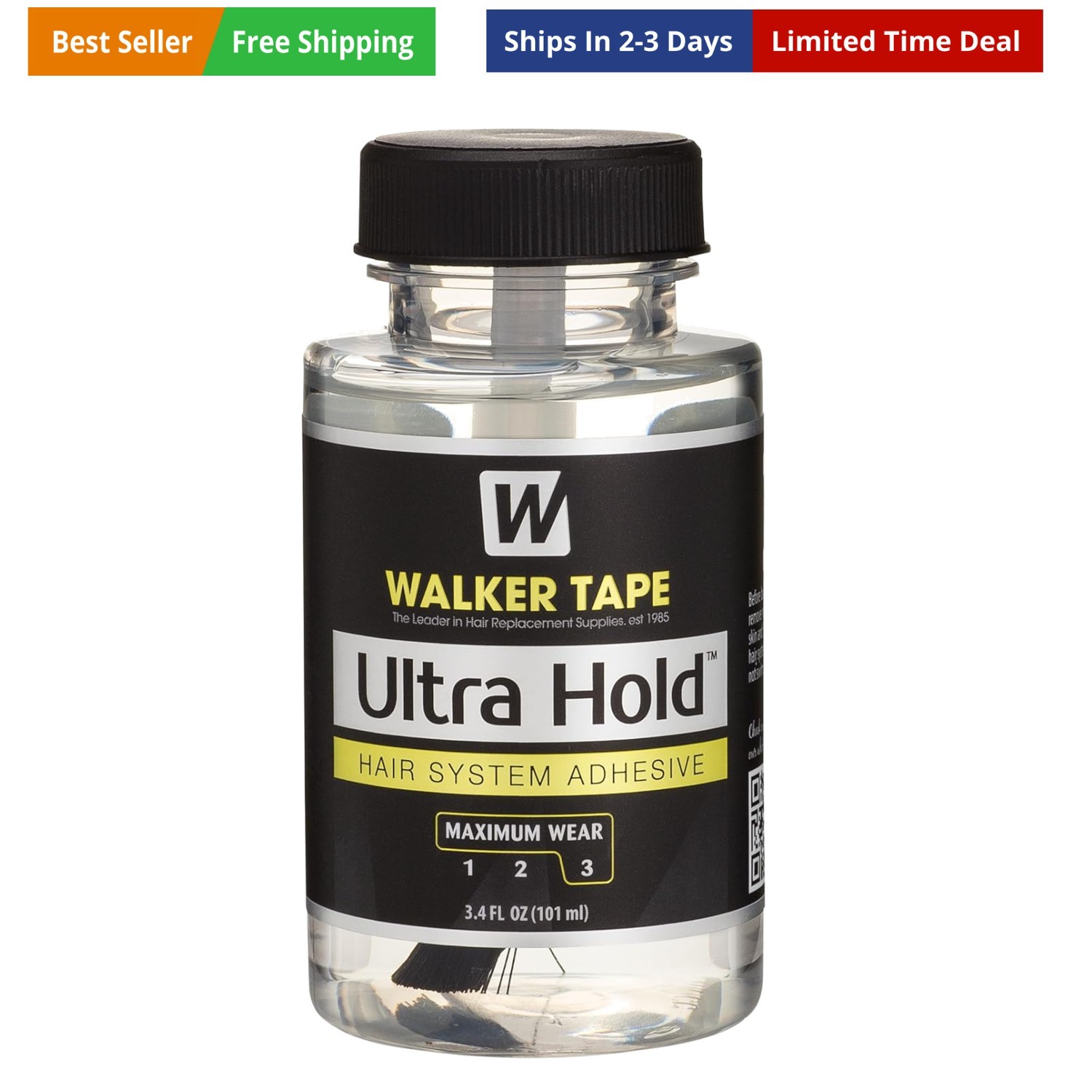 Ultra Hold Brush-On Adhesive 3.4 oz, Waterproof Clear-Drying Wig Glue for Lac…