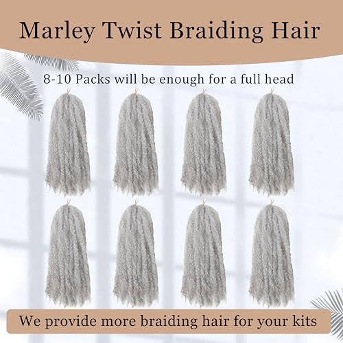 Marley Twist Braiding Hair 14 inch Afro Kinky Curly Crochet Braids 8 Packs