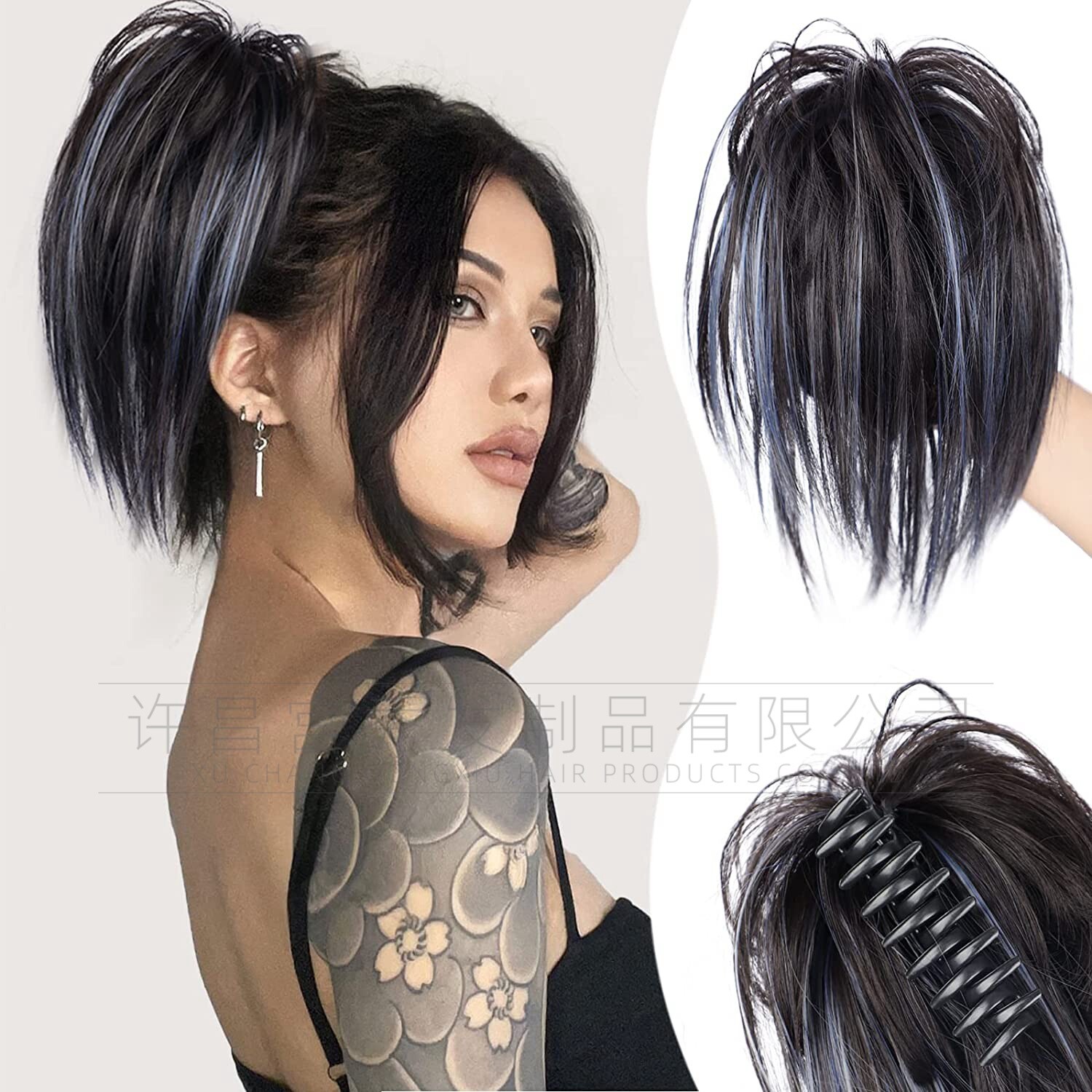THICK Messy Bun Hair Piece Scrunchie Updo Claw Clip Hair Extensions as Human