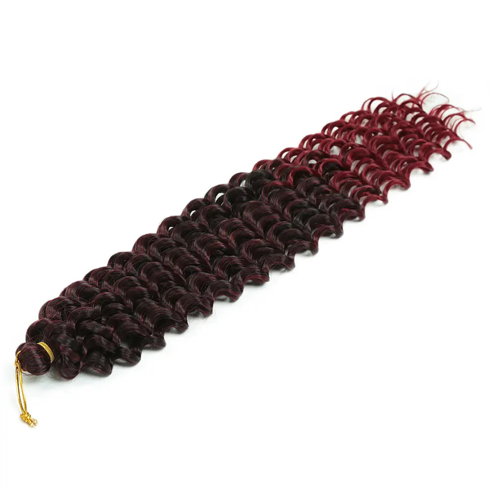 Women’s 22 Inch Soft Ombre Deep Twist Synthetic Crochet Braiding Hair Extensions