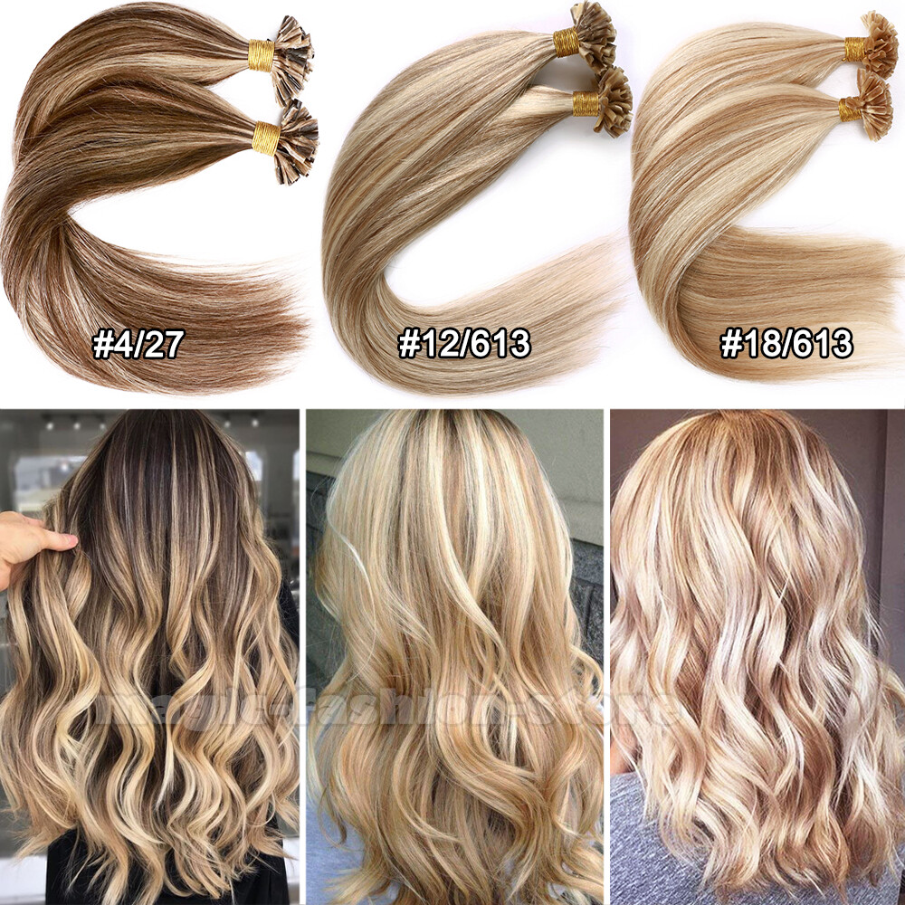 Pre Bonded Indian Keratin U Nail Tip Real Human Hair Extensions 100G 200s Blonde