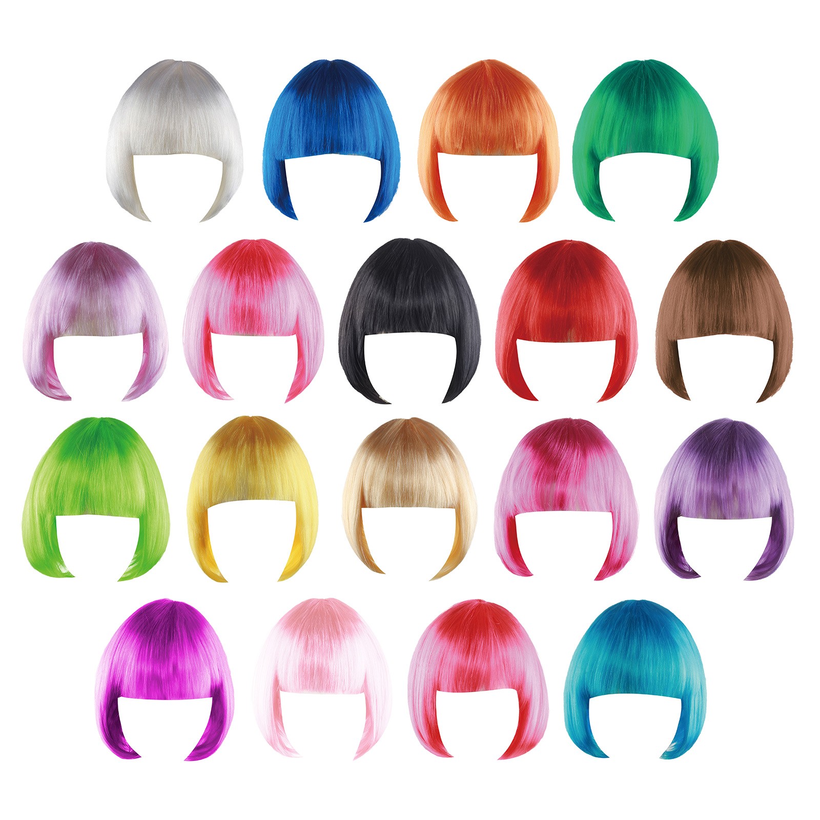 1Pcs Bob Wig With Bangs Short Bob Wig With Full Bangs Colorful Wig Party Soft