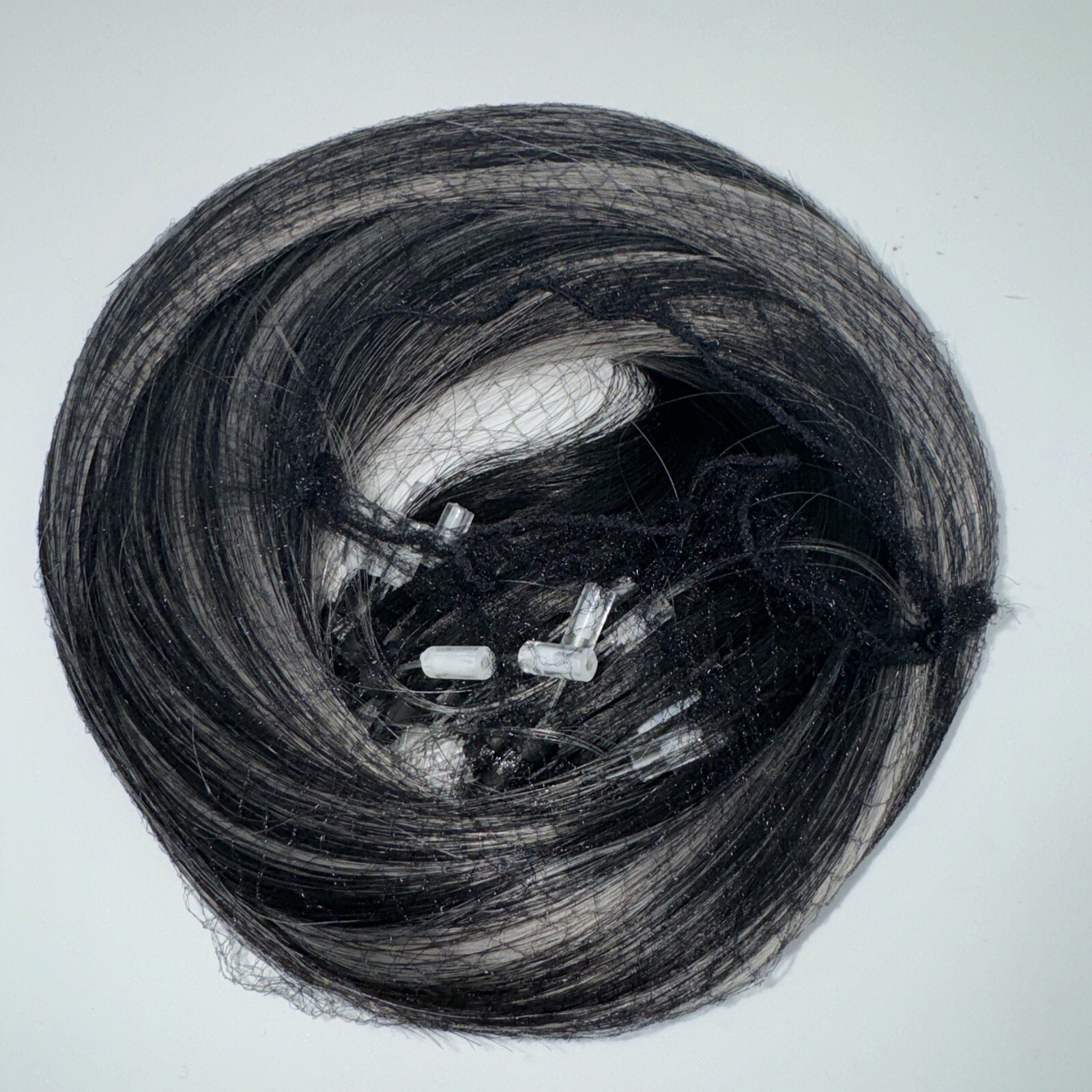 Laavoo Loop Hair Extensions Ombré Off Black Grey Silver Microbeads 50g/1g 22”