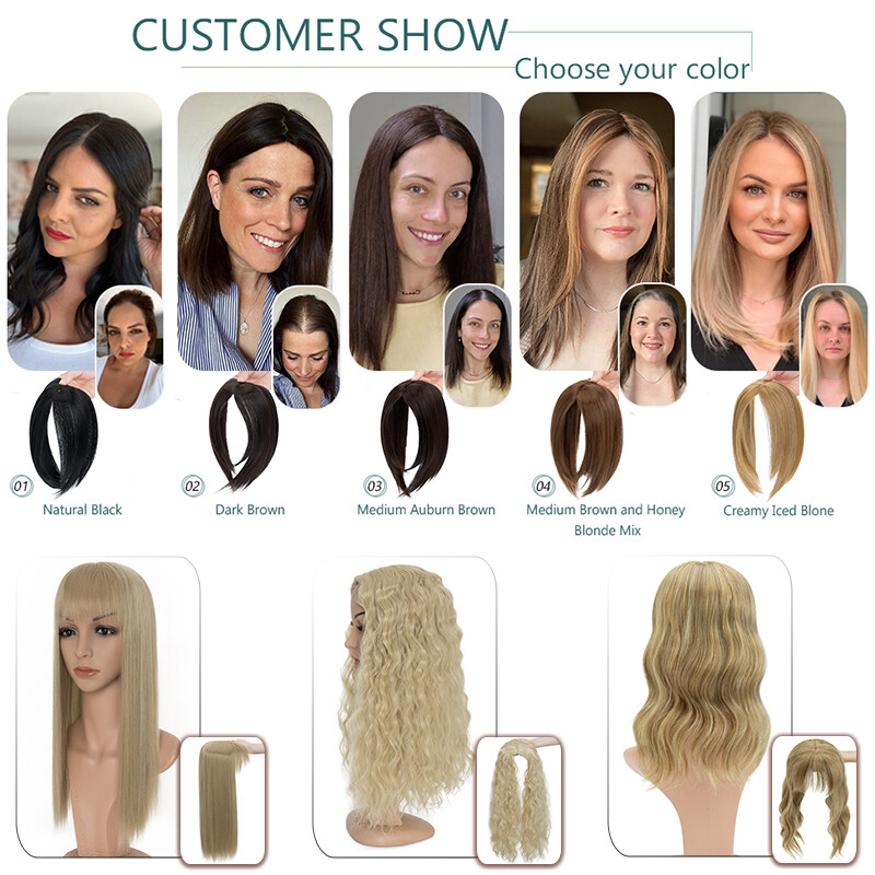 100%Real as Human Hair Topper Toupee Clip in Extension Silk Hairpiece 6″x6″ Lace
