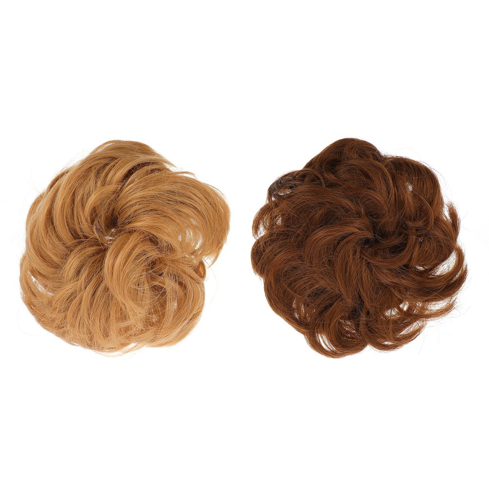 2Pcs Women Hair Pieces Durable Wig Hair Rope Tousled Messy Bun Assorted