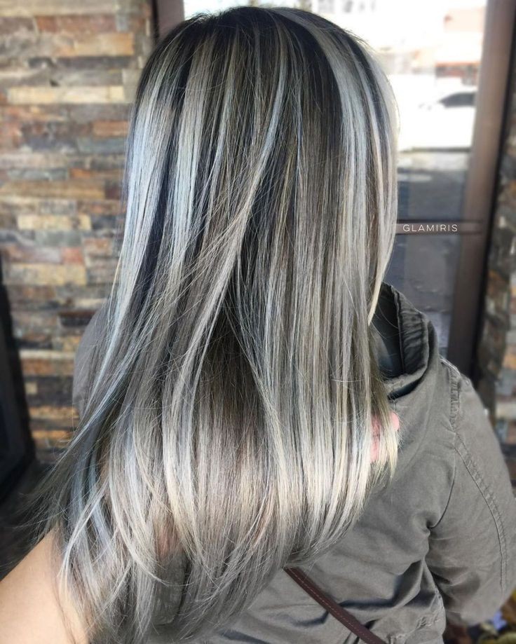 Black Silver Gray Highlight Full Wigs 100% Human Hair Lace Front Wigs 13×4