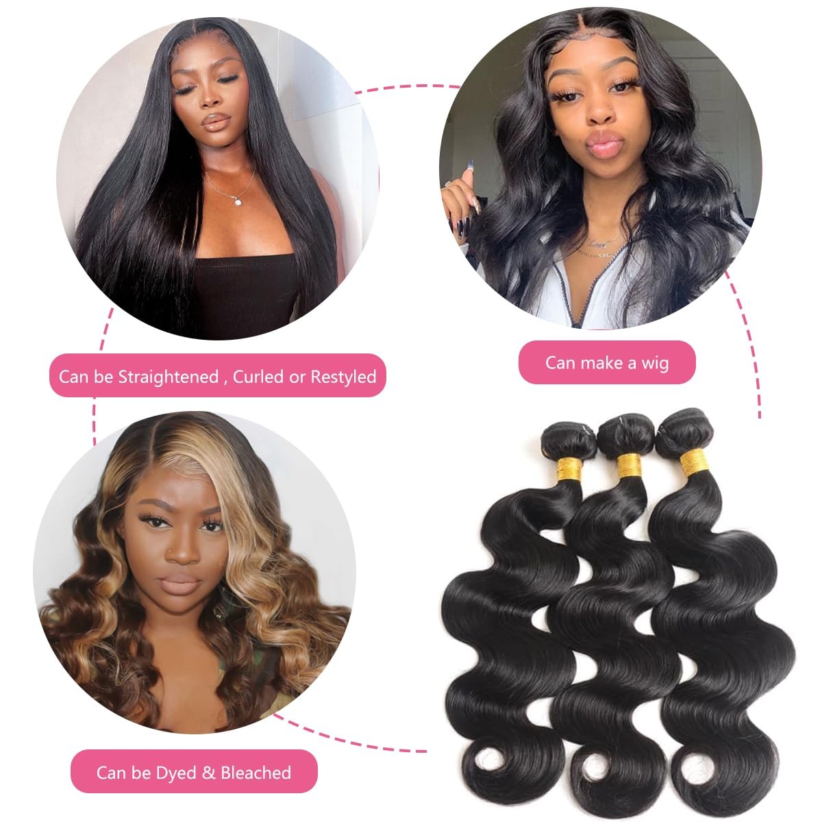 Smoothair Body Wave Bundles Human Hair 14 16 18 Inch Human Hair Bundle 100