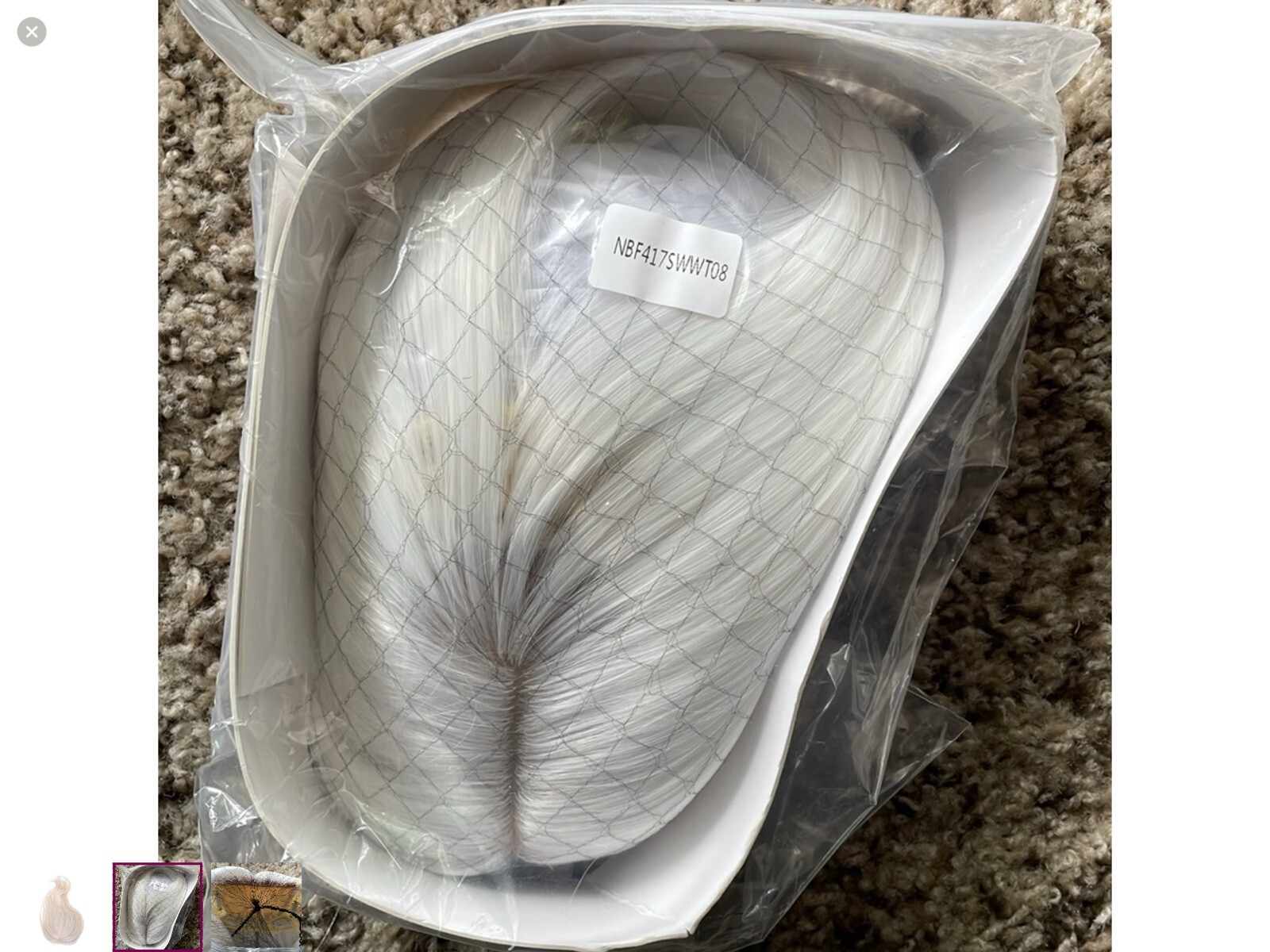 Hair Topper 60 White Syn 8 In. New
