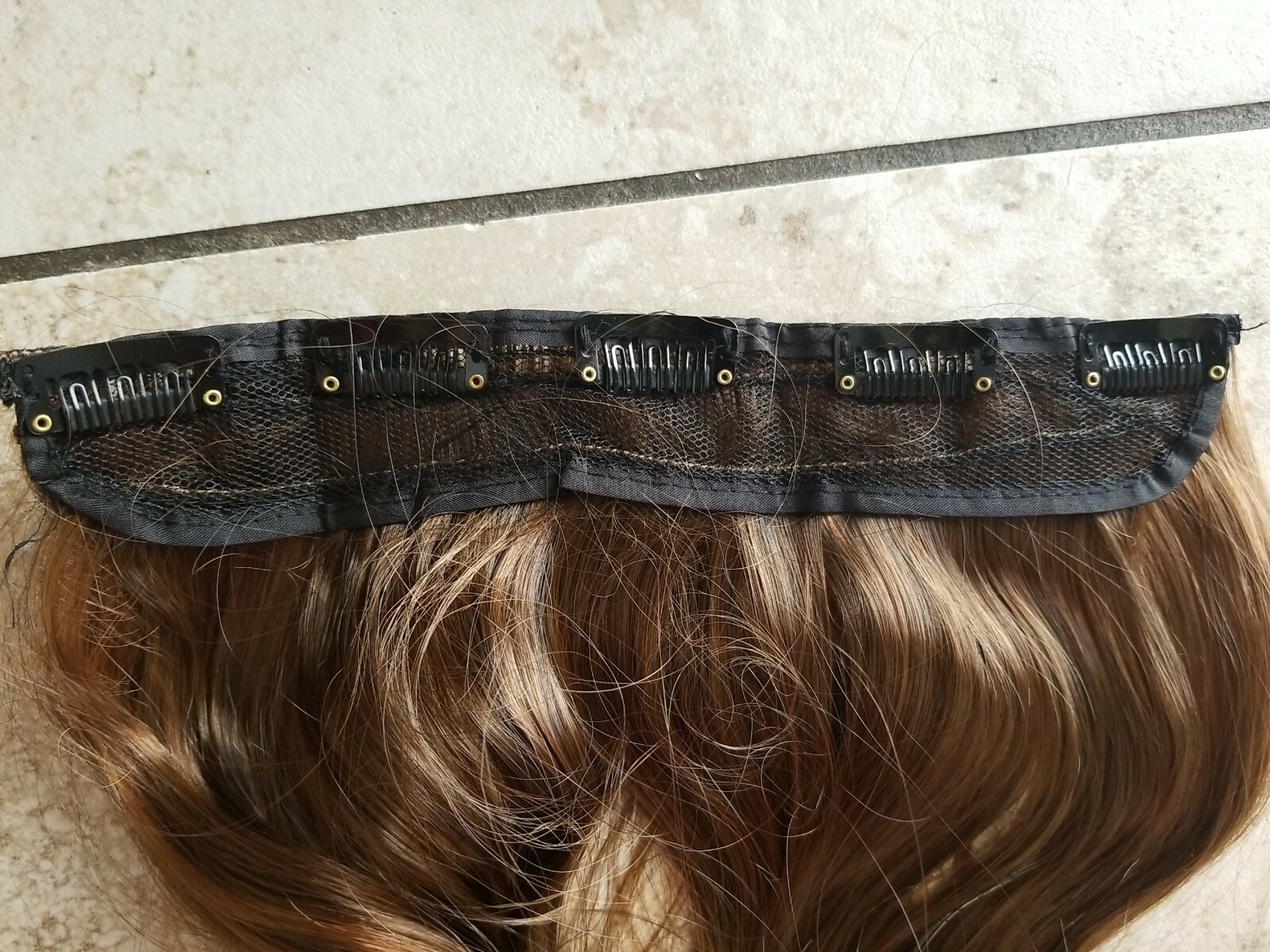 Brown mix color One Piece Hair Extension 3/4 Full Head Clip (Synthetic)