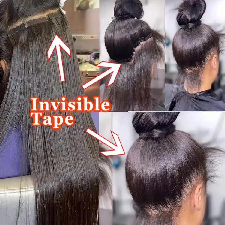 Tape Ins Raw Cambodian Hair Body Wave, Straight, Kinky