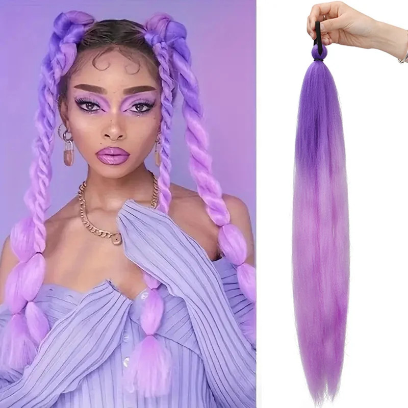 Synthetic Ombre Elastic Band Ponytail Hair Extension DIY Twist Braid for Women