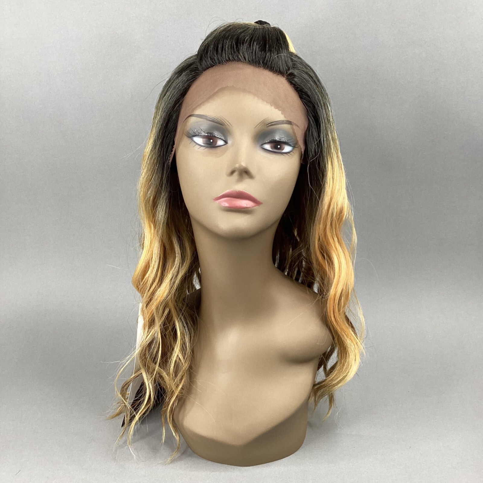 AM Deep Lace Front U-Part Ombre Honey Blonde Wig Top Pony Ponytail Synthetic