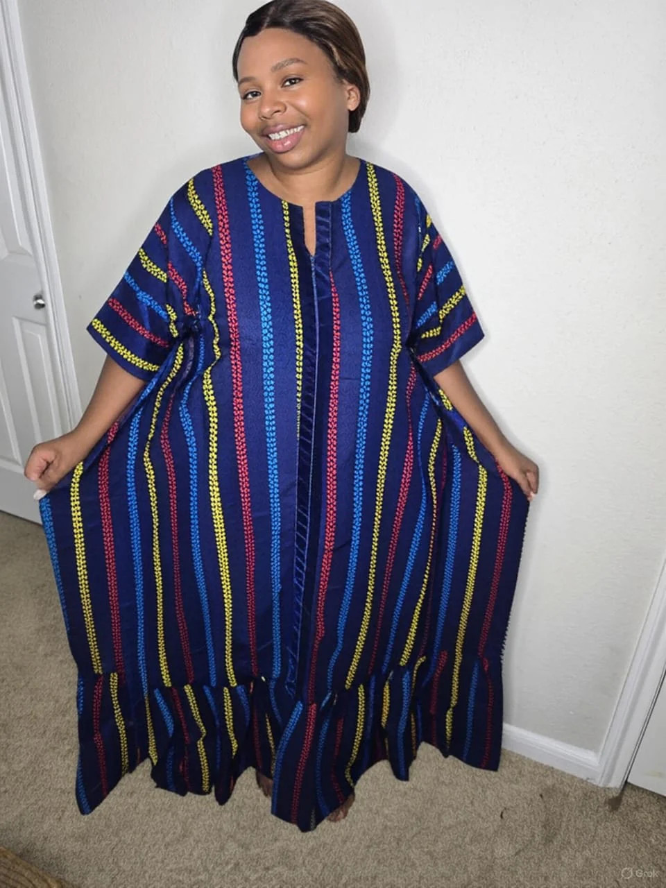 Bubu Anakara African Prints Striped Multi-Color for Classic Ladies Dress