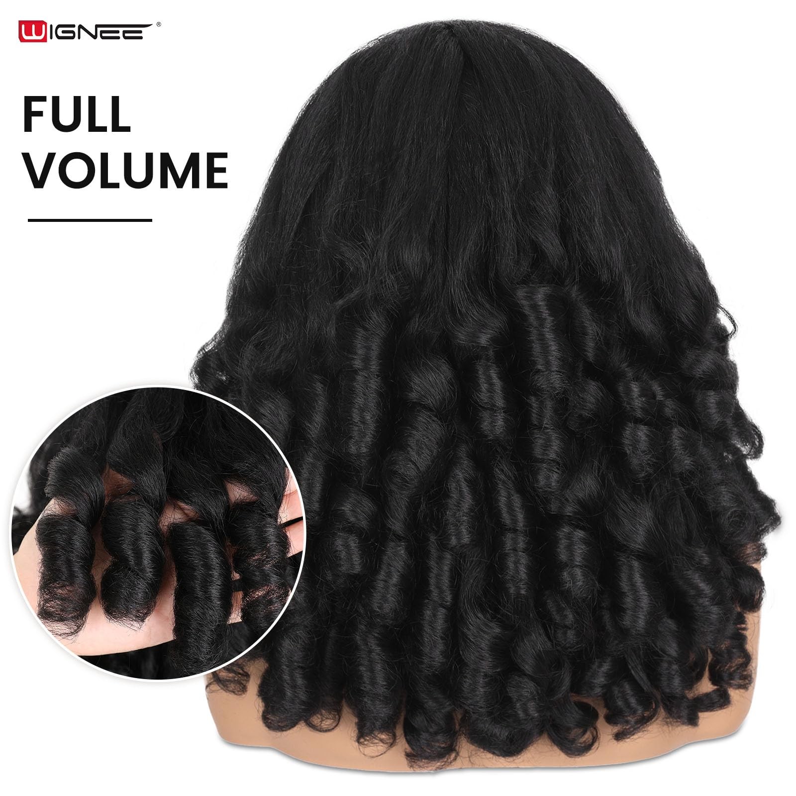 Yaki Curly Headband Wig for Black Women 16 Inch – Full Volume Glueless Wear a…
