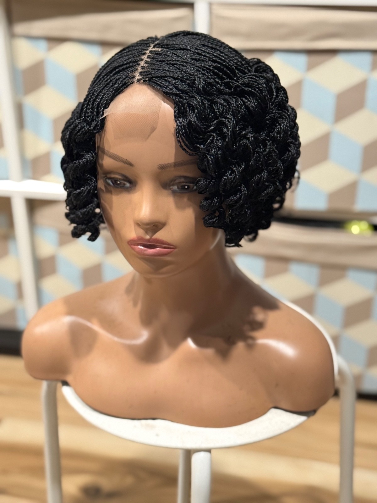 Micro twist braided wig. It is made on a closure