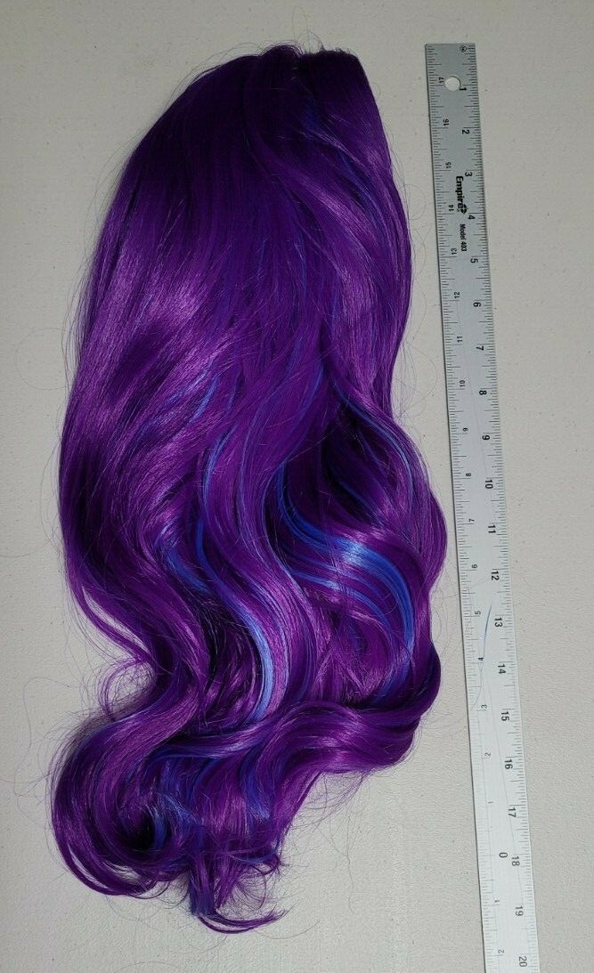 Purple & Blue Wig Wavy Middle Part No Lace Cosplay Synthetic Hair Full Head 20″