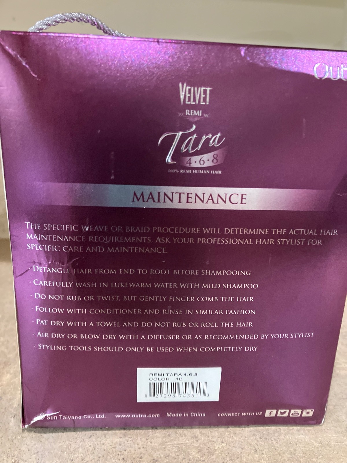 100% REMI HUMAN HAIR, VELVET TARA, COLOR 1B, ONE PACK ONE STYLE