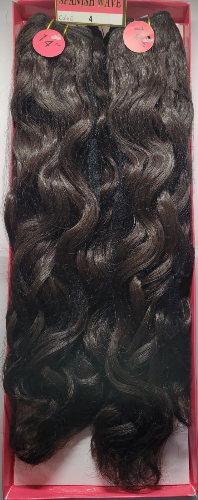 New Dark Brown Hair 4pcs Multi Pack 2×14″ 2×16″ Spanish Wave Extensions #4