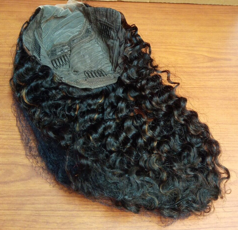 Highlight Ombre 4×4 Lace Front P1B/30 Deep Wave Human Hair Wig w/ 4 Combs
