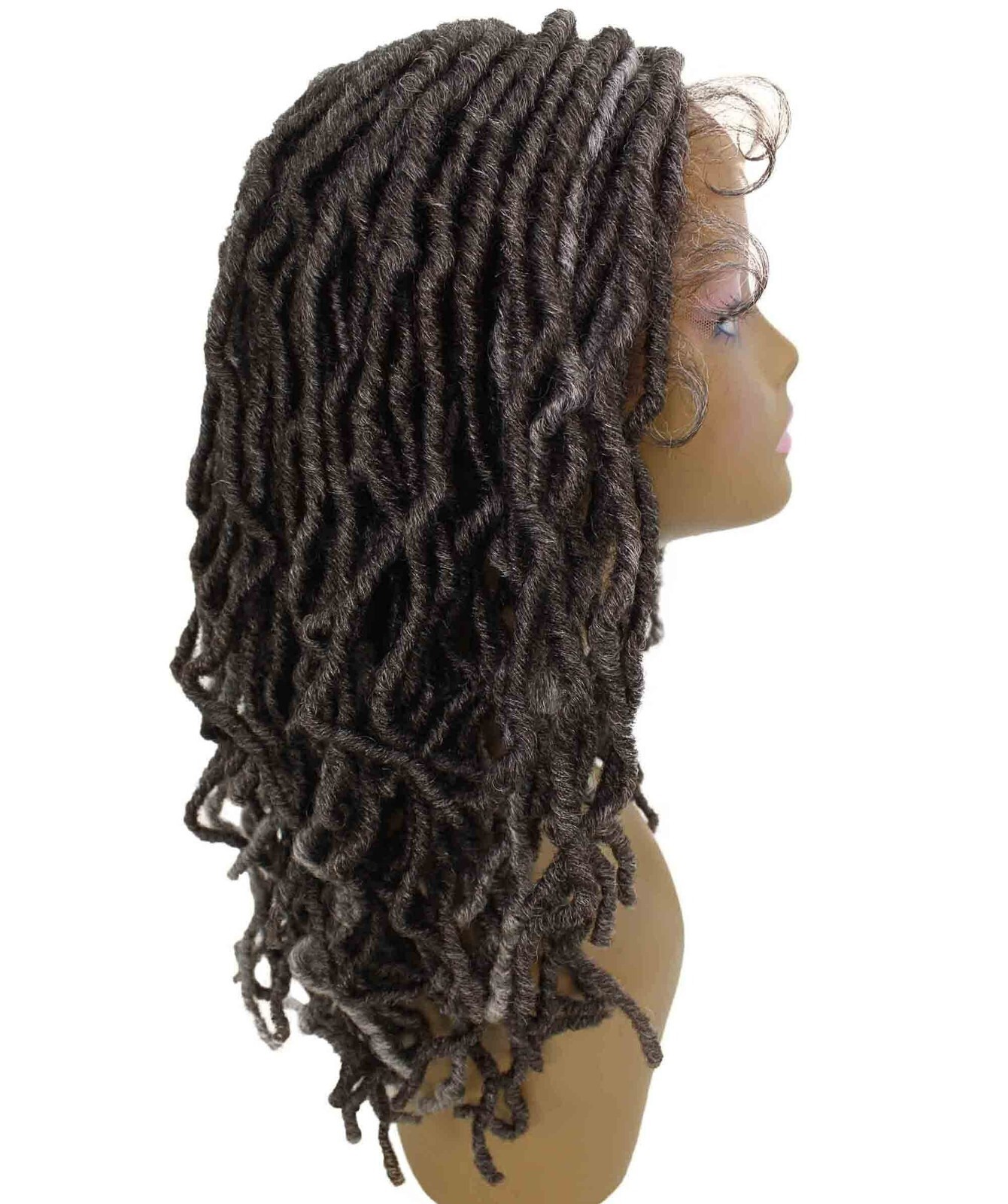 LUXLUXE Dara Curly Dara 22 in Long Dara 4X4 Hand Tied Lace Braid Braided Wig