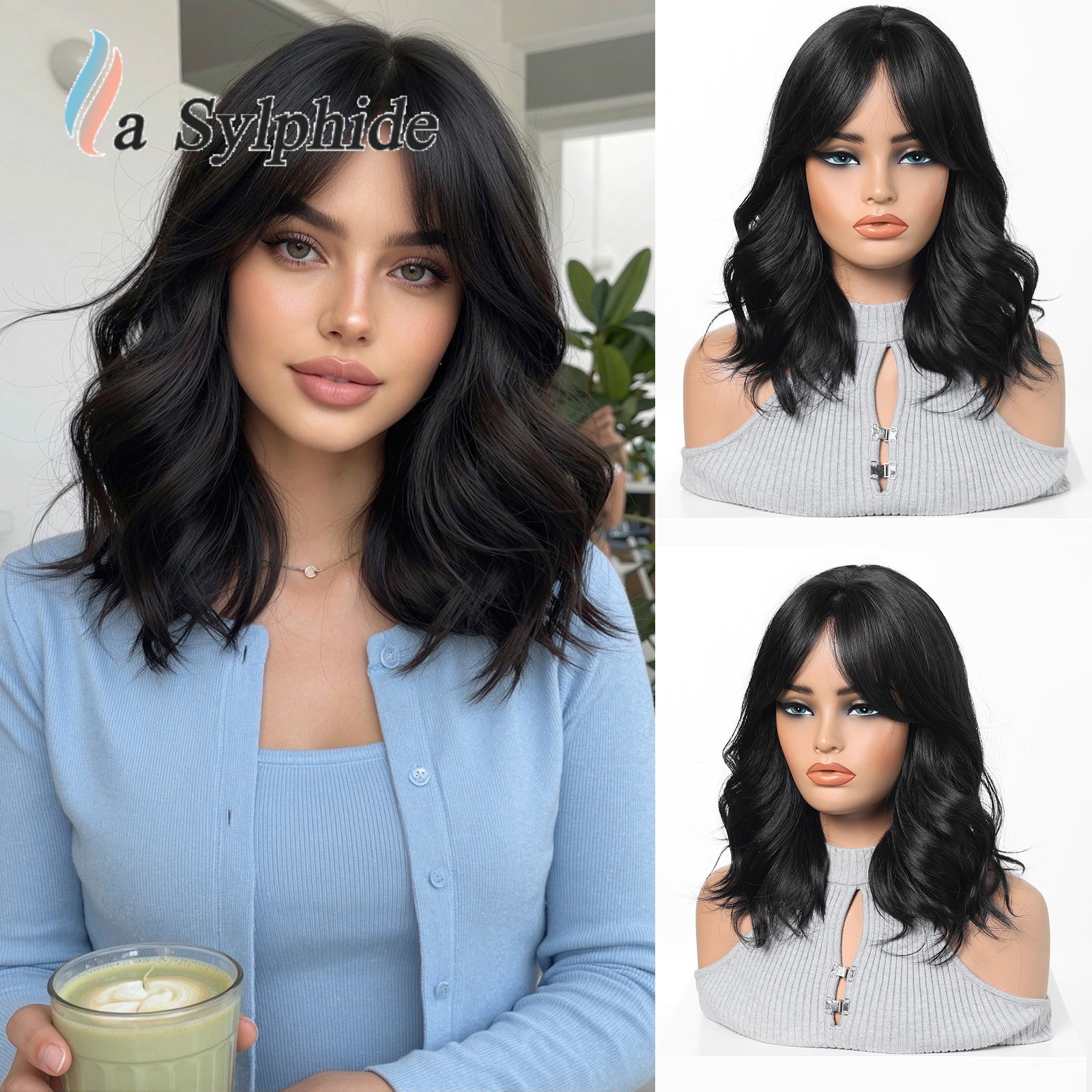 High Crown Layered Shoulder Length Short Curly Wig Heat Resistant Rose Net Wig