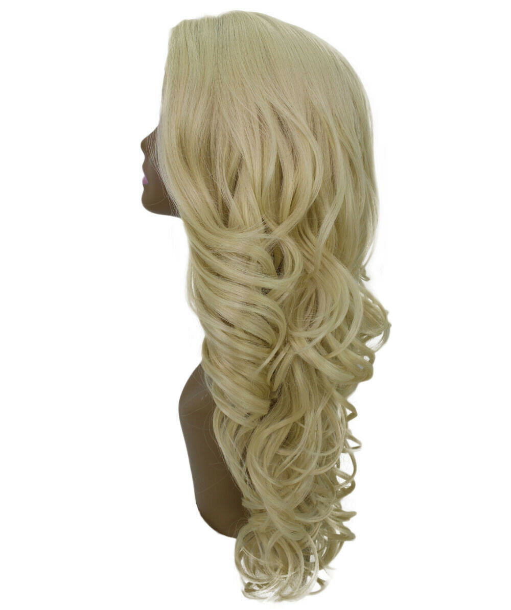 LUXLUXE Kendra Wavy 24.5″ Long 13×2.5 Hand-Tied Lace Front Wig, Light Blonde