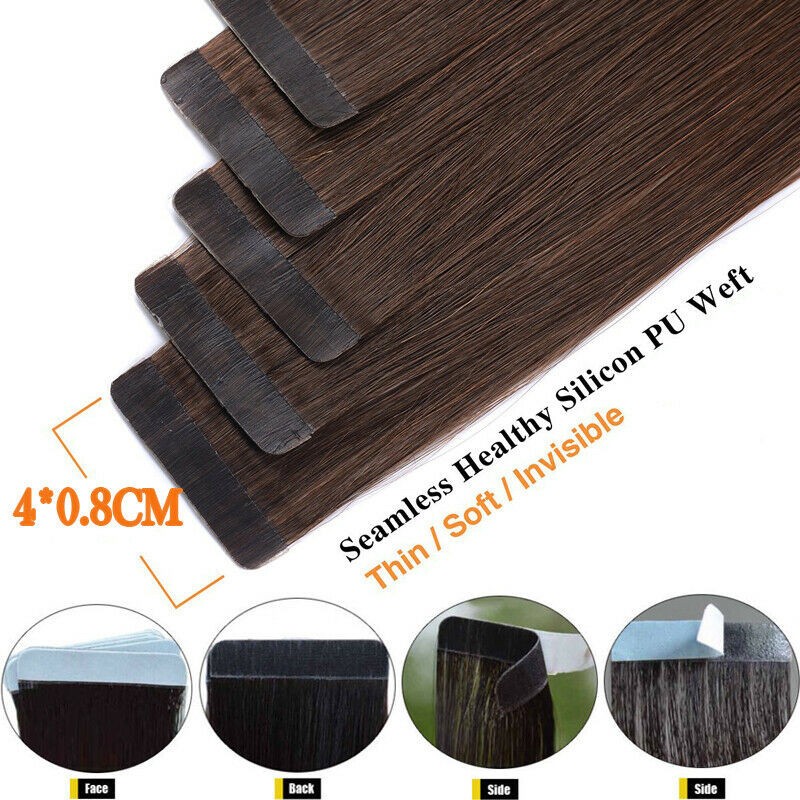 Invisible Tape In Hair Extensions Real Remy Skin Wefts Seamless Tape Hair Blonde
