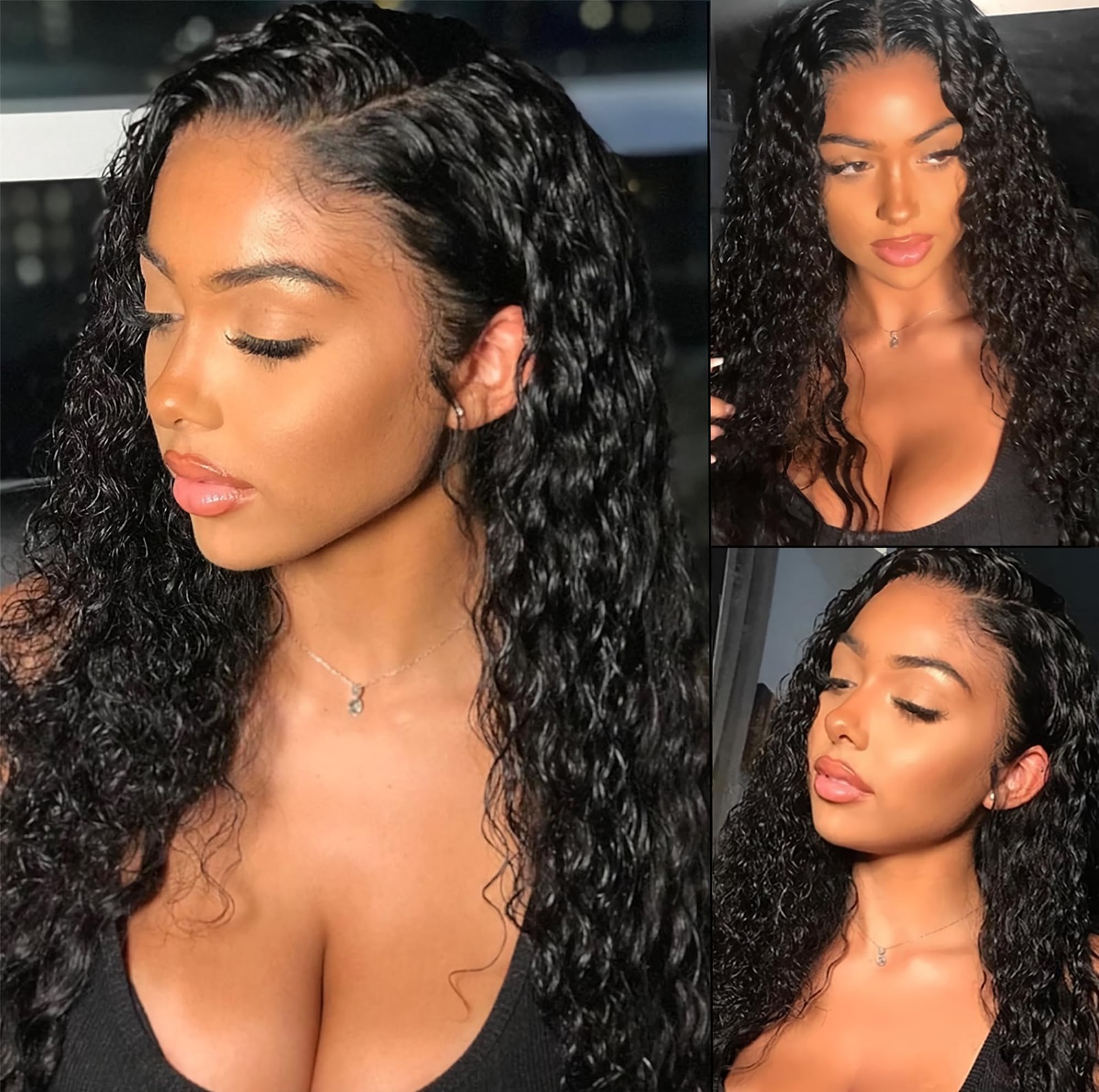 13×4 Deep Wave Wet and Wavy Lace Front Wigs Human Hair for Black Women Gluele…
