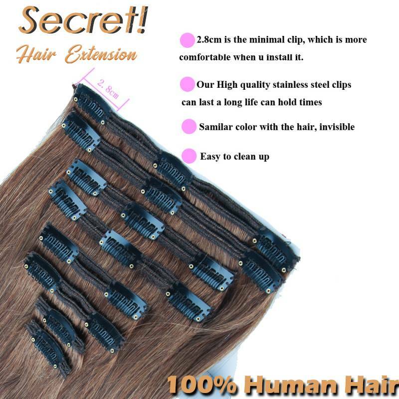 175g++ 8pcs THICK Clip In Real Remy Human Hair Extensions Full Head Double Weft